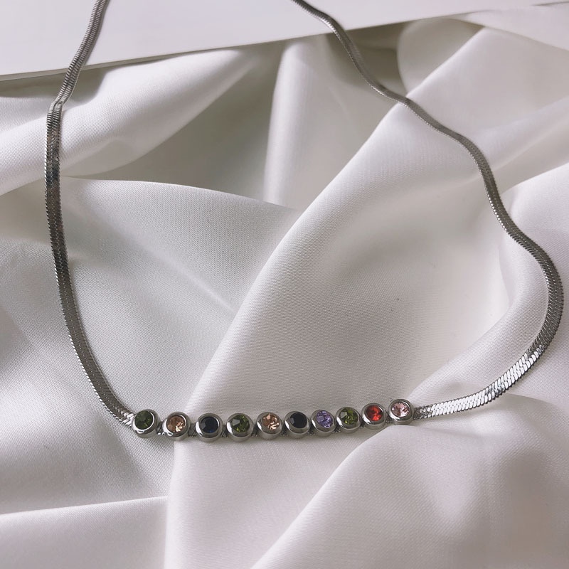 Dây Chuyền Thép Titan Mặt Hình Rắn Đính Đá Zircon Phong Cách Retro Thời Trang