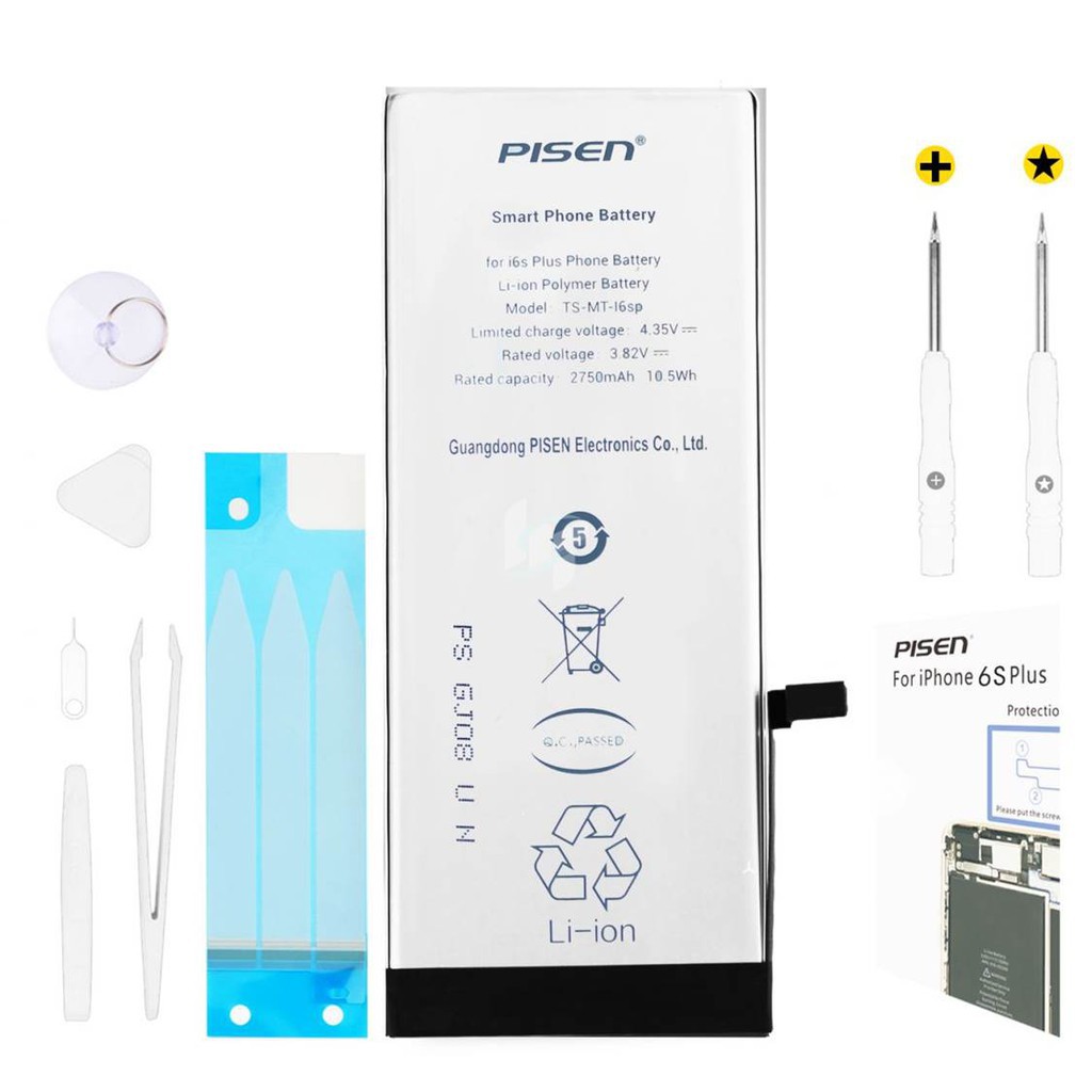 Pin Pisen chính hãng cho Iphone 6S Plus 2750mAh chuẩn 3C Easy certificate