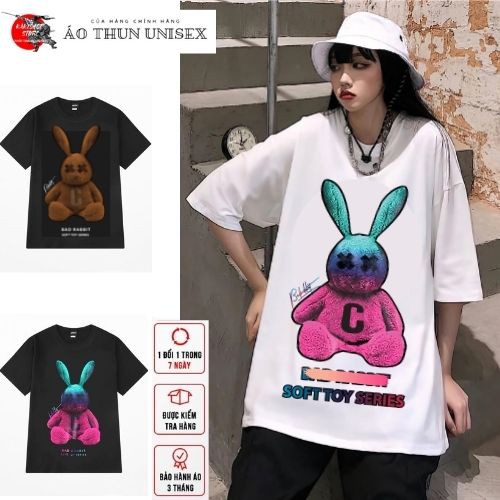 Áo thun tay lỡ form rộng Ulzzang Bad Rabbit thỏ màu hồng dáng Unisex, áo phông KAKISHOP - KAKI 11 | BigBuy360 - bigbuy360.vn