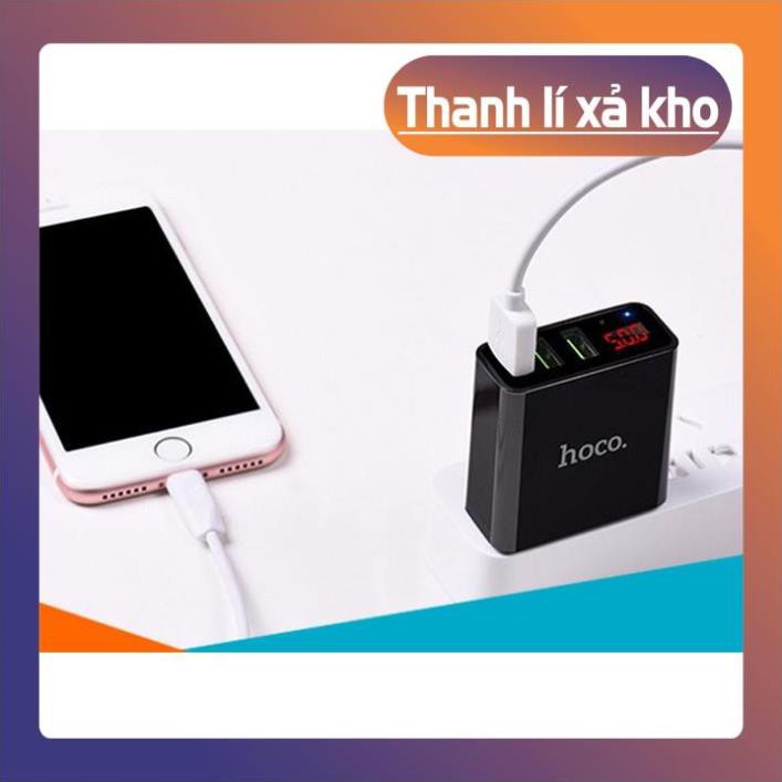 [K]Cốc sạc 3 cổng Hoco C15 3A - màn hình LCD hiển thị điện áp ^^