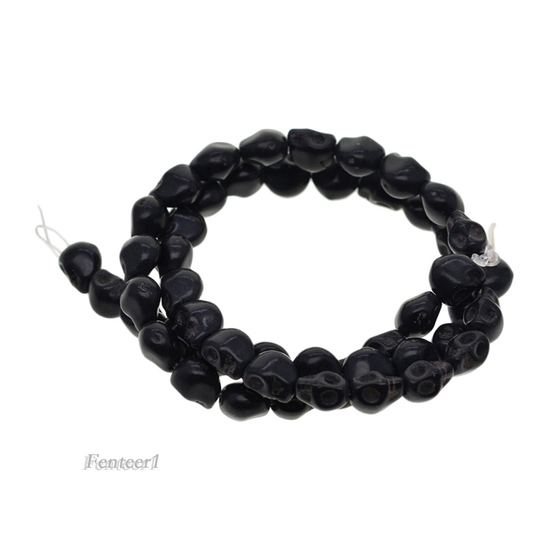 Chuỗi 52 hạt hình đầu lâu 8x6mm dài 40cm phong cách Halloween