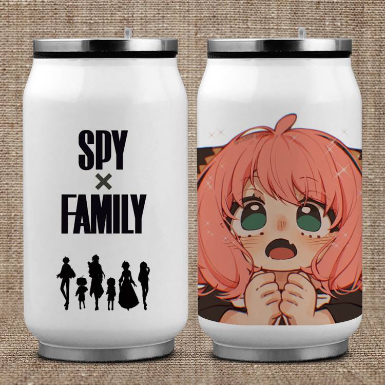 Bình Nước Giữ Nhiệt Bằng Thép Không Gỉ 304 Hai Lớp In Hình Anime Anya Loid Yor 350ML