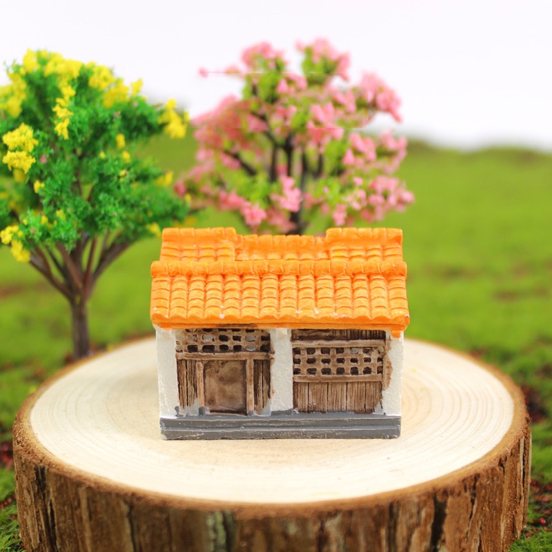 Tiểu cảnh mini ❤️ Mô hình Ngôi nhà cổ ở nông thôn cổ trang trí sân vườn, tiểu cảnh, sen đá, bàn làm việc