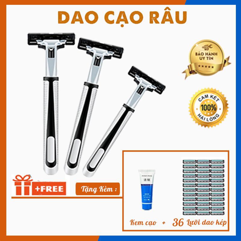 SALE❤DEAL SỐC❤️ Dao Cạo Râu ⚡️ Tặng Kem Lưỡi Cạo⚡️ Tặng Kèm 36 Lưỡi Dạo Kép Siêu Bén, Cạo Siêu Sạch, Siêu Êm