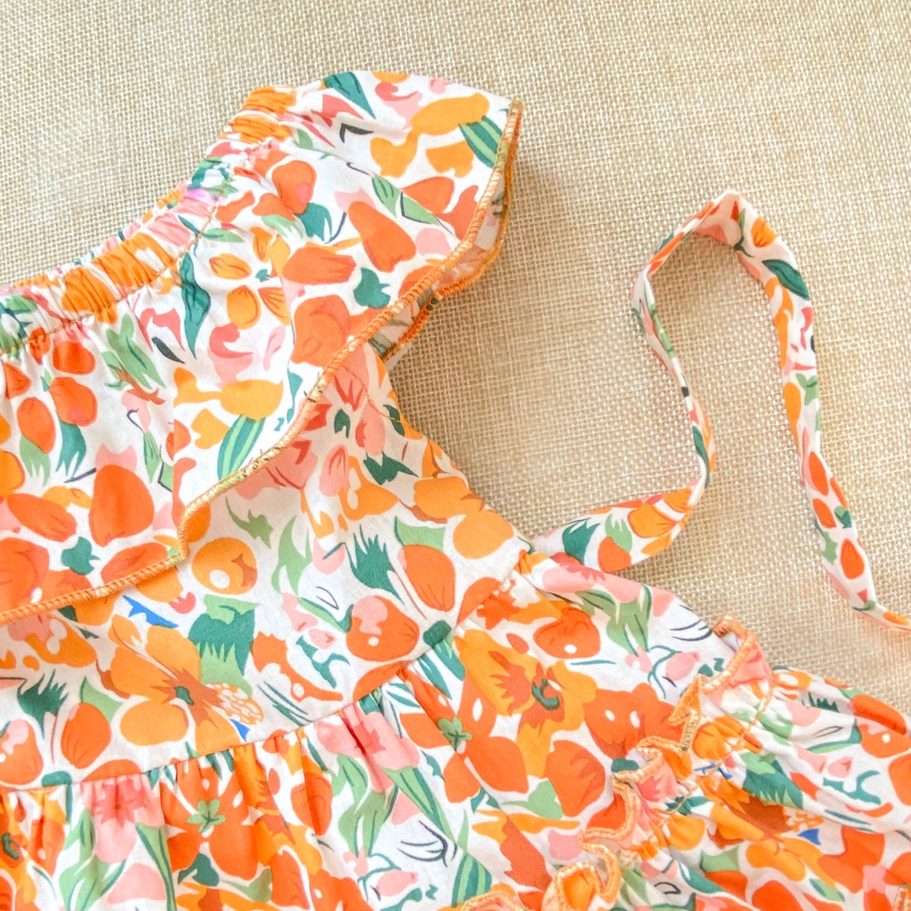 Váy hoa nhiều tầng kèm turban bé gái sơ sinh 1 2 3 4 tuổi MINTSCLOSET Mint's Closet - GS1073