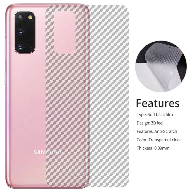 Miếng dán sợi carbon bảo vệ mặt sau điện thoại cho Samsung S21 Ultra S20 S10 S9 S8 Plus S20 Fe Note 20 Ultra 10 Lite 9 8