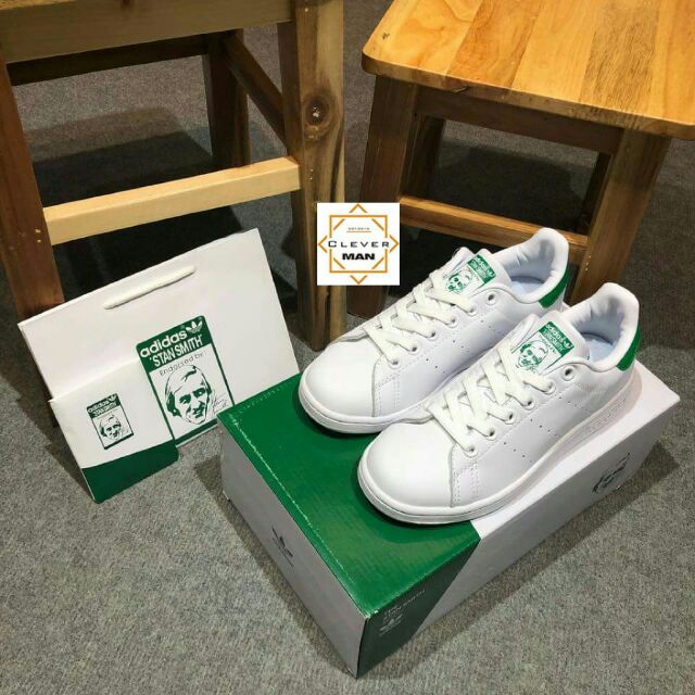 (FULLBOX - CÓ SẴN) giày thể thao STAN SMITH Trắng gót xanh