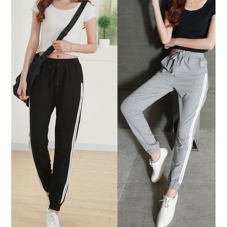 Quần jogger thể dục thun nữ 3 sọc - C17