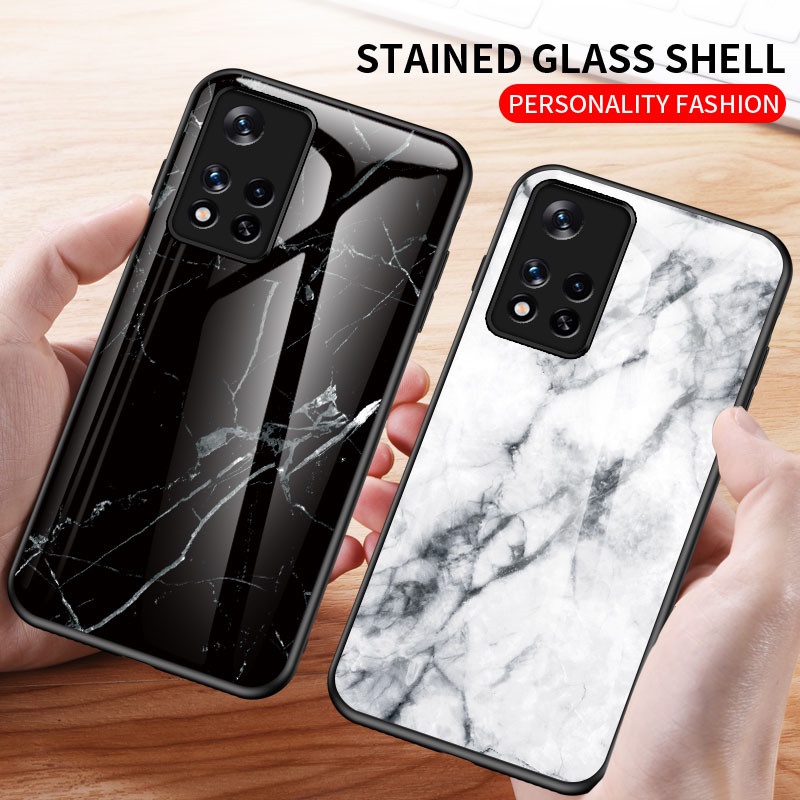 Ốp lưng kính cường lực họa tiết đá hoa cương cho Xiaomi Redmi Note 11 Pro 5G 11S Note11 Note11S Note 10 Pro Max 10S Note10 4G 5G