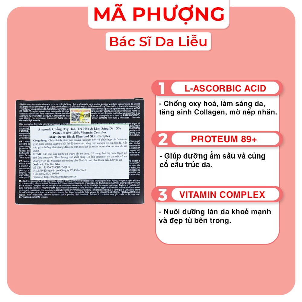 (ỐNG LẺ) MARTIDERM BLACK DIAMOND AMPOULE tinh chất sáng da trẻ hóa da