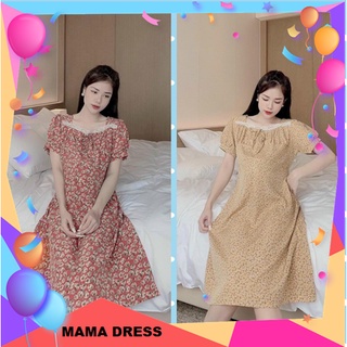 Váy bầu đầm bầu LỤA thiết kế cổ vuông MAMADRESS có nơ ngực sành điệu mềm mát, nhẹ nhàng FREESIZE V17