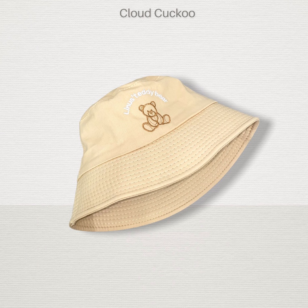 Mũ Bucket Thêu Hình Gấu Bear Teddy Nâu Phom Mũ Bé Cho Bạn Nũ Đầu Nhỏ - Mã Số: MBK01873