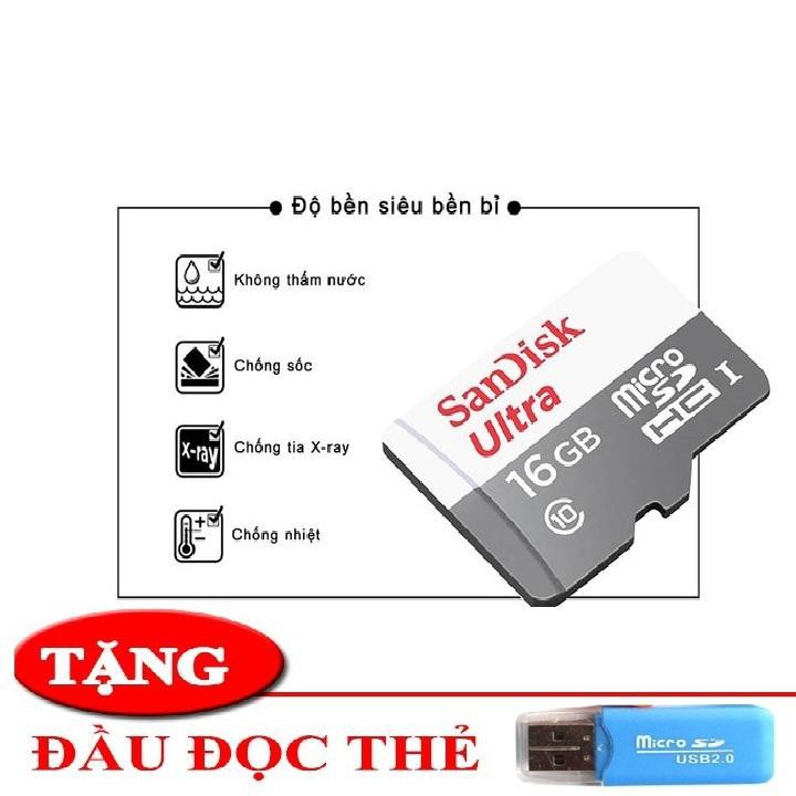 [Bh 3 tháng] Thẻ Nhớ Sdhc 16Gb Sandisk Ultra Class 10 Uhs-I 80Mb/S Chính Hãng-Tặng kèm Đầu Đọc Thẻ Nhớ