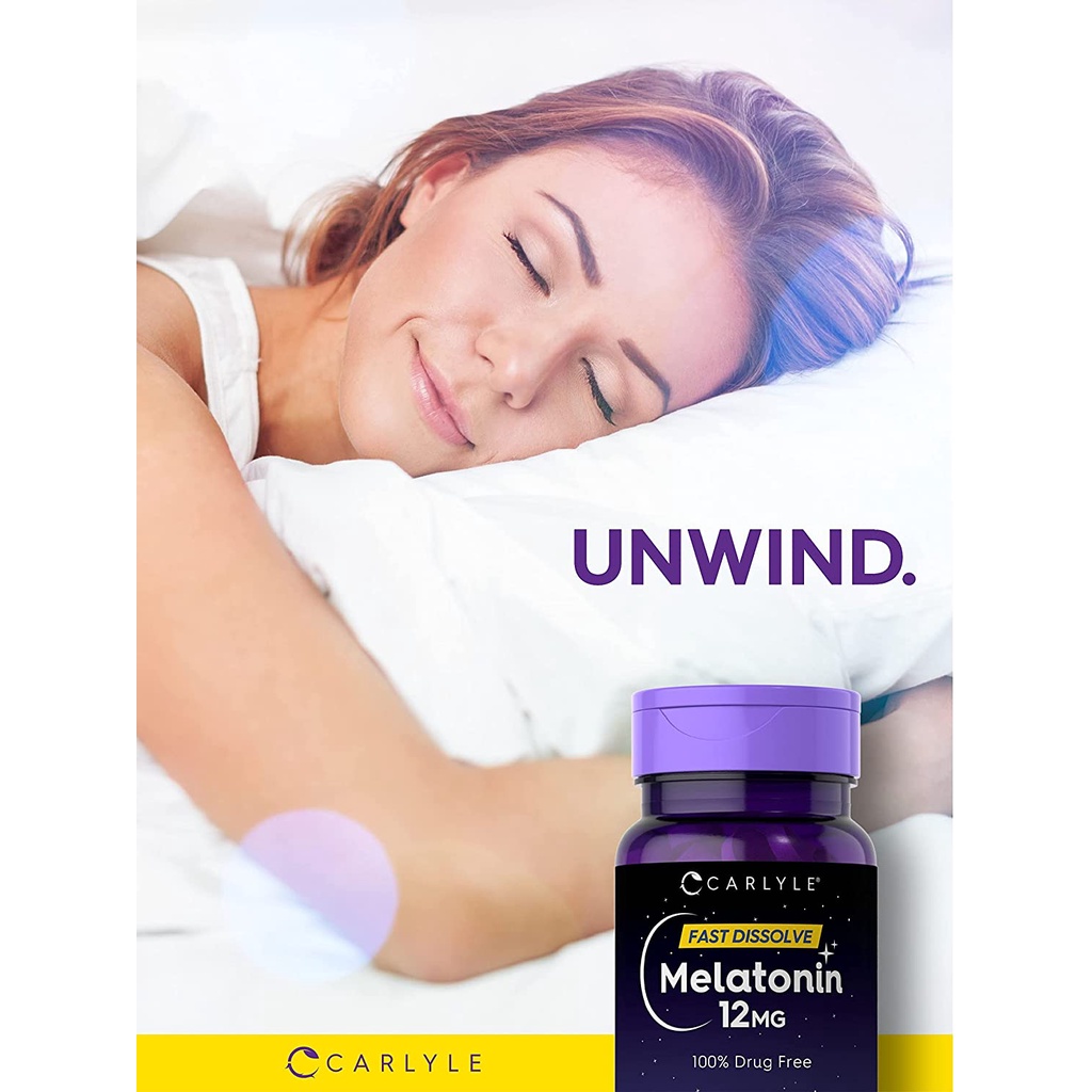 Carlyle Melatonin 12mg fast dissolve - Viên uống hỗ trợ ngủ ngon 180 viên
