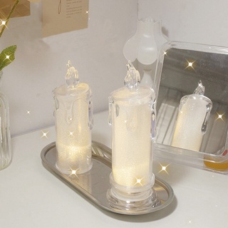 Đèn để bàn hình nến bằng acrylic màu dạ quang độc đáo trang trí nhà hàng/ làm quà tặng