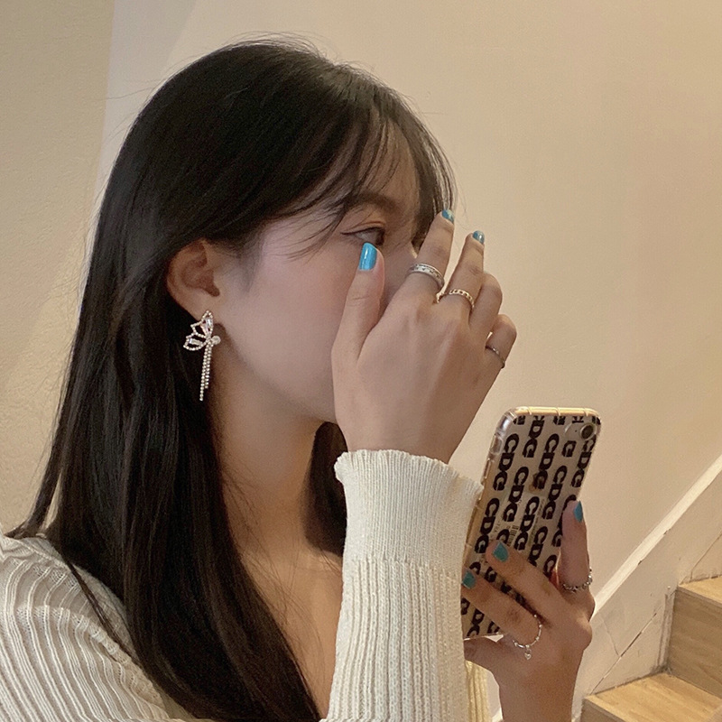 Khuyên tai bươm bướm bạc S925 đính zircon