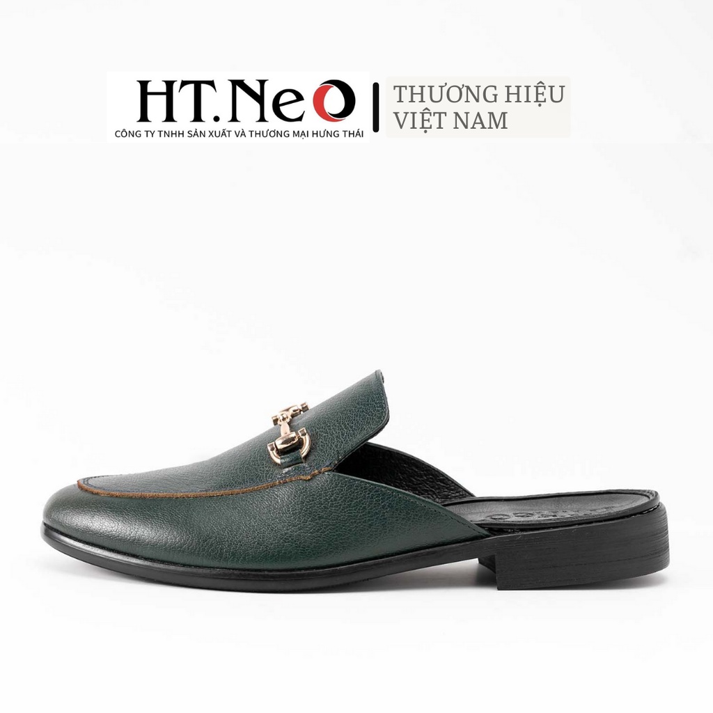 Giày sục nam - Giày mules nam HT.NEO Đế phíp, quai kim loại cùng da bò thật tạo nến sự quý phái, thu hút và sang S003