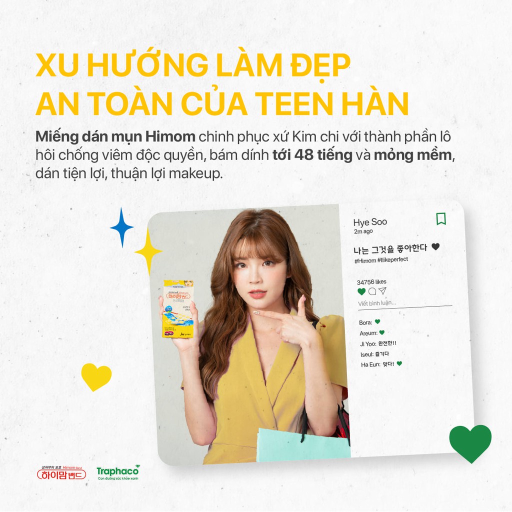 Miếng Dán Mụn Hàn Quốc Himom (hộp 36 nốt dán) - Miếng Dán Hút Mụn Đầu Trắng, Mụn Tuổi Dậy Thì | Chứa Lô Hội Chống Viêm