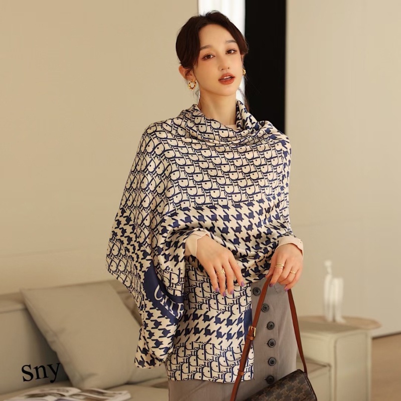 Khăn Choàng Cổ Dài Chống Nắng Bằng Lụa In Họa Tiết Thời Trang Đi Biển Mùa Hè Cho Nữ