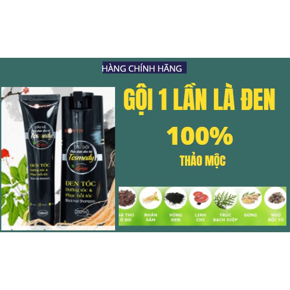 (HÀNG CHÍNH HÃNG) TOSMEDY Gội đen tóc chỉ sau 1 lần gội, mùi thảo dược mát lạnh ko mùi thuốc, không hóa chất độc hại