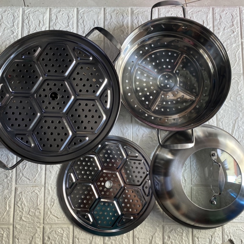 Nồi hấp đa năng 2 tầng, Kèm 2 vỉ hấp size 28/30/32cm