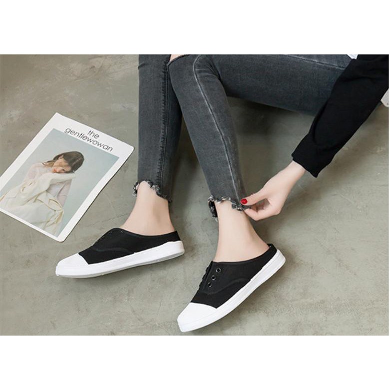 Giầy mọi lười thể thao hở gót (sục vải) giầy slip on vải nữ Hàn Quốc cao cấp  giá rẻ 317 GVNU02