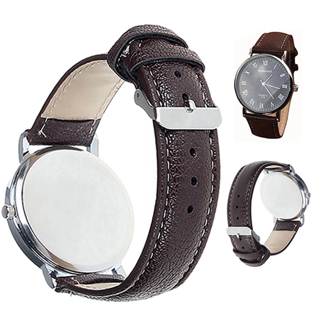 MACmk Men Business Wrist Watch Faux Leather Roman Numerals Analog Quartz Wristwatch