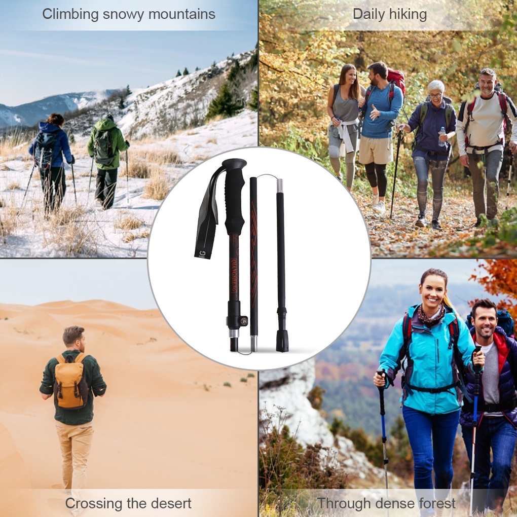 [ff86]Hiking Sticks Outdoor Backpacking Telescopic Walking Poles Climbing Non-slip EVA Grip Mountaineering Crutch