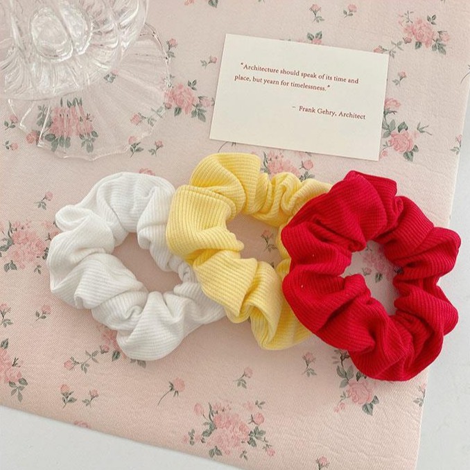 Scrunchie Cột Tóc Vải Gân Nhiều Màu Trơn và Hoa BM Girl Style Hot Trend