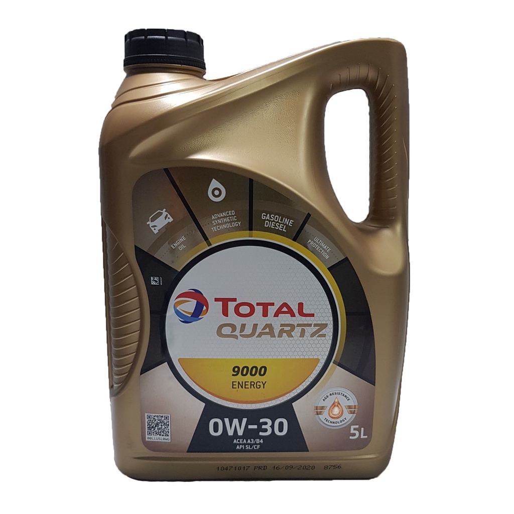 Combo 2 can 5 lít dầu nhớt ô tô cao cấp tổng hợp Total Quazt 9000 0W-30