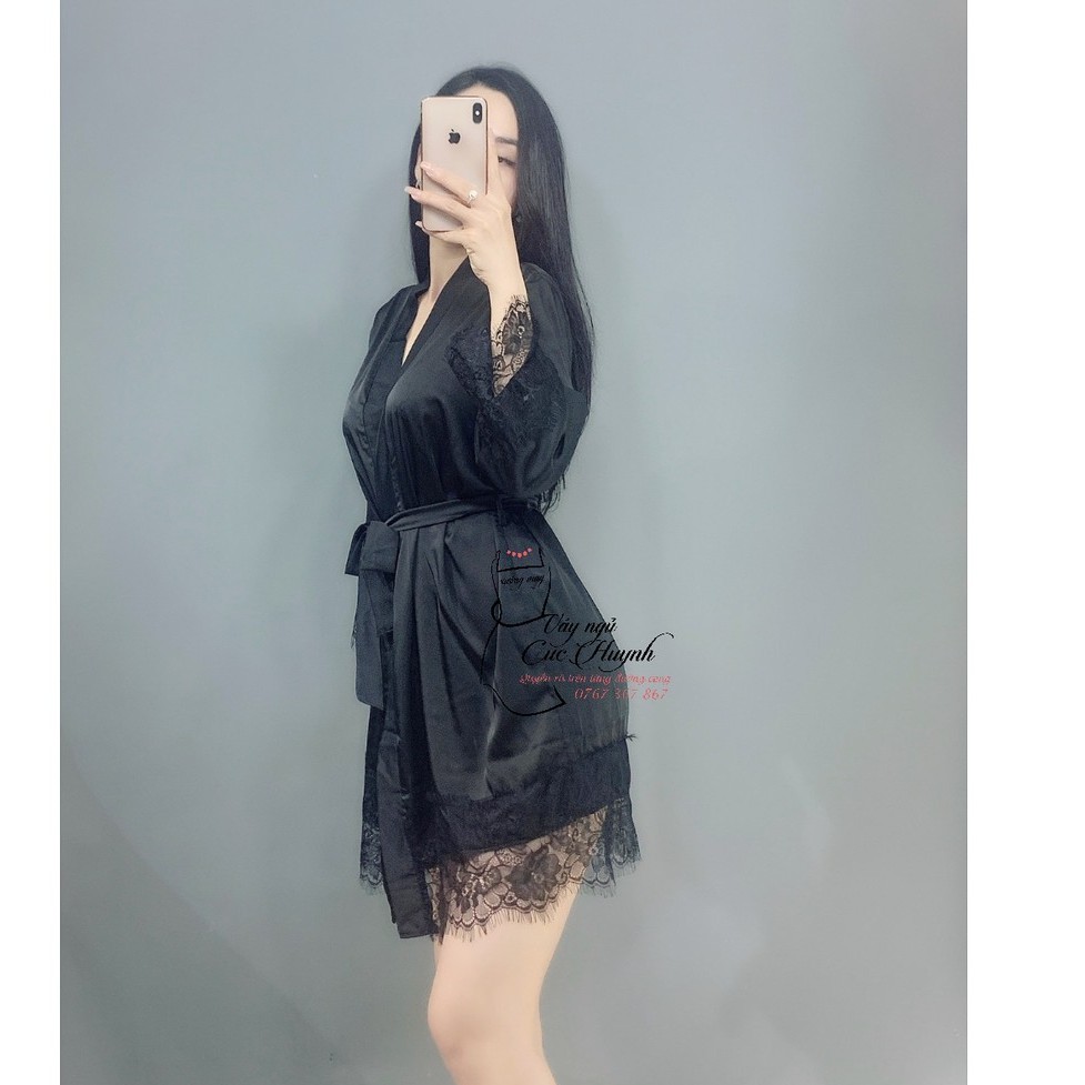 [FREE SHIP] Áo choàng dài tay phối ren xinh xắn, Áo choàng ngủ đẹp vải mềm mát, đường may kĩ, có 4 màu | BigBuy360 - bigbuy360.vn