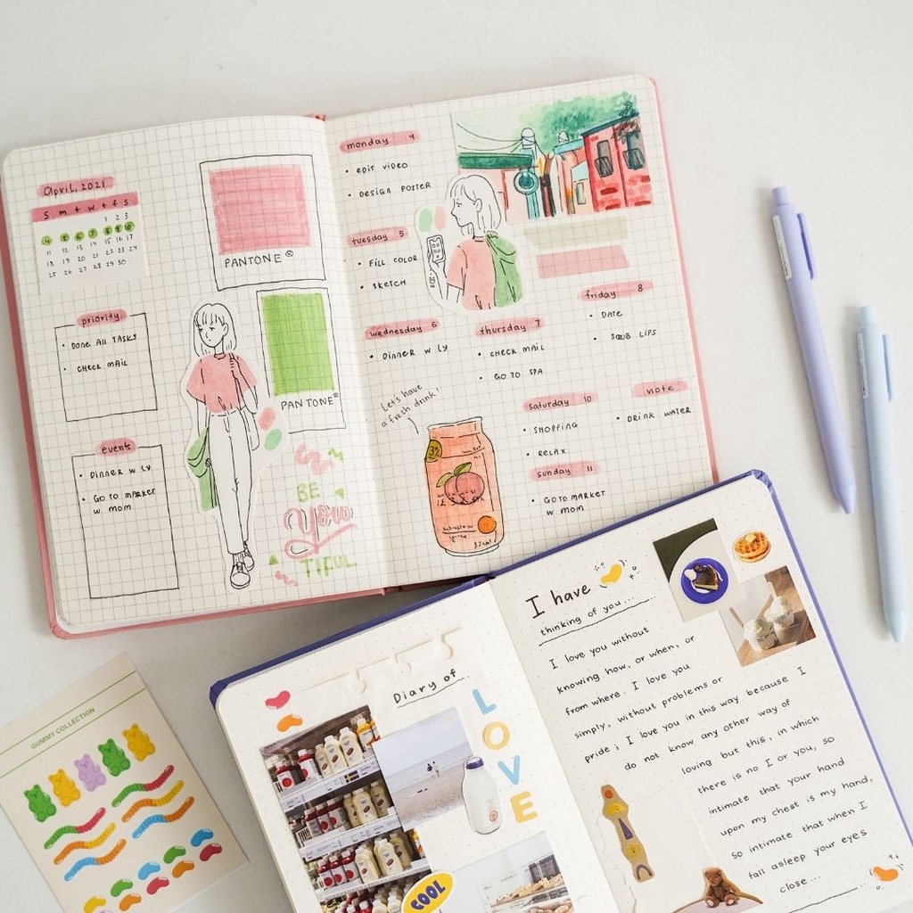 Sổ tay A5 Crabit, Sổ ghi chép bìa cứng grid ô vuông làm bullet journal, Moodbook Collection