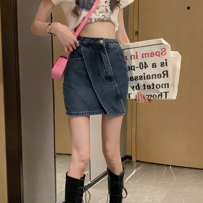Chân Váy Jeans Lưng Cao Dáng Chữ A Plus Size Cho Nữ