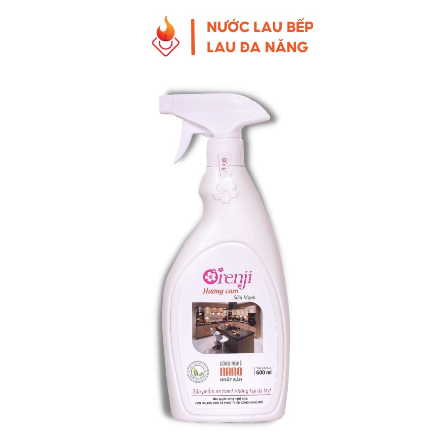 Nước lau bếp, xịt bếp, lau đa năng Orenji hương cam 600ml an toàn không hóa chất