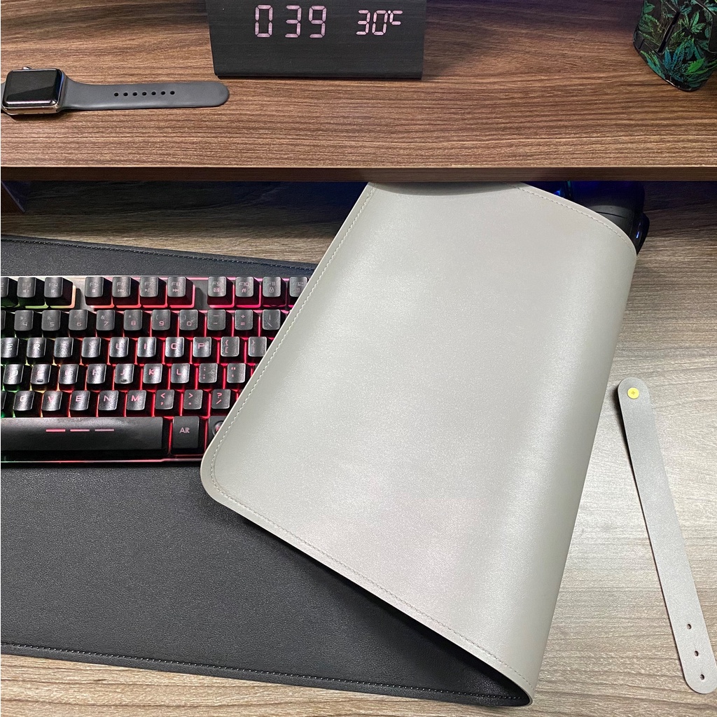 [2 MẶT_FREE SHIP] Lót Chuột Da Cỡ Lớn - Mousepad 2 Màu Đen- Xám