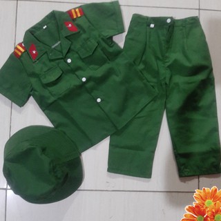 [ Hoá Trang ] Quần Áo Trẻ Em - Đồ Bộ Đội Cho Bé Trai Bé Gái Quần Dài Tay Ngắn Tặng Kèm Nón Bèo