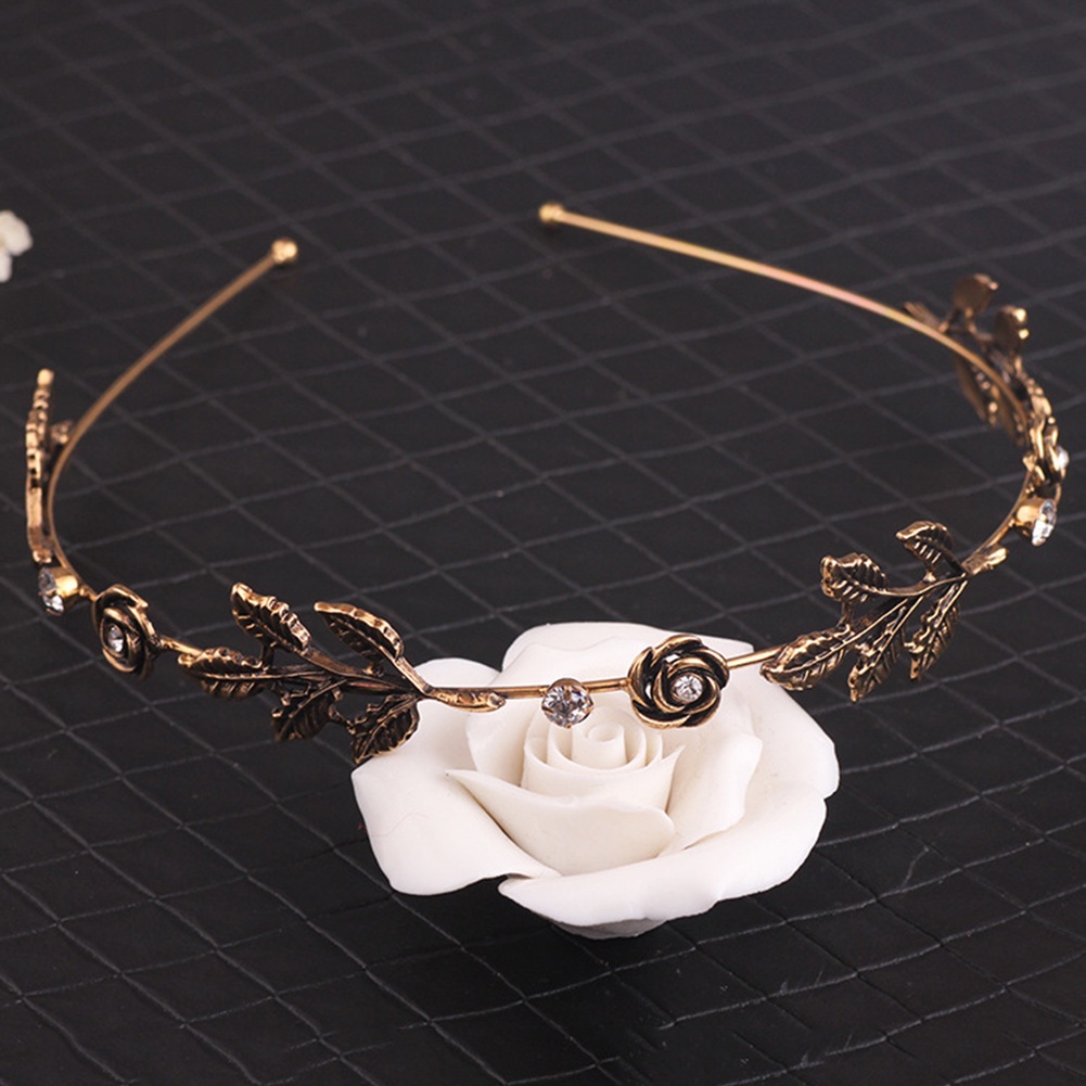 Băng đô cài tóc hình hoa hồng đính đá nhân tạo phong cách retro nữ tính