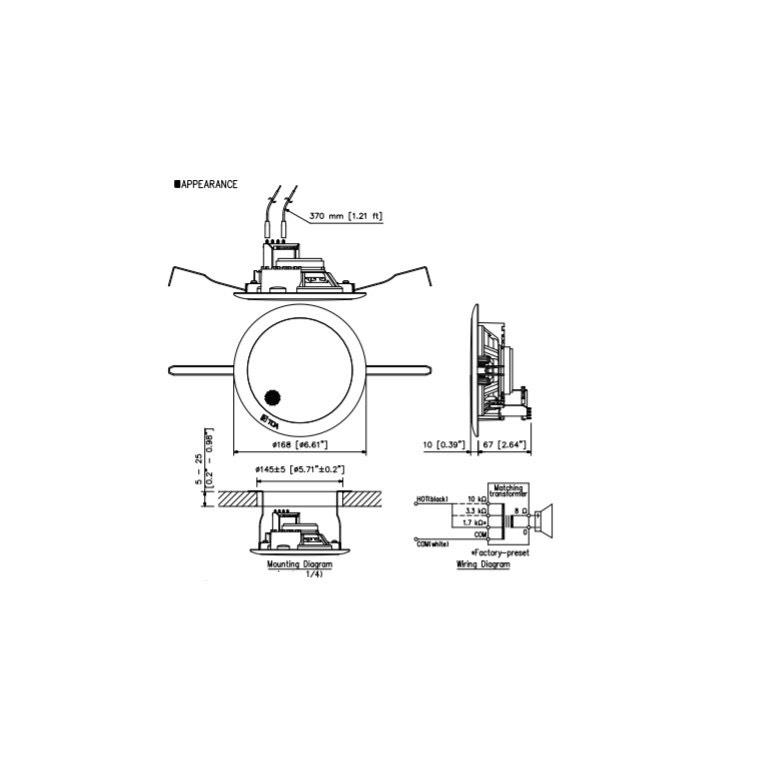 Loa âm trần 6W TOA PC - 648R Hàng chính hãng-giá tốt nhất