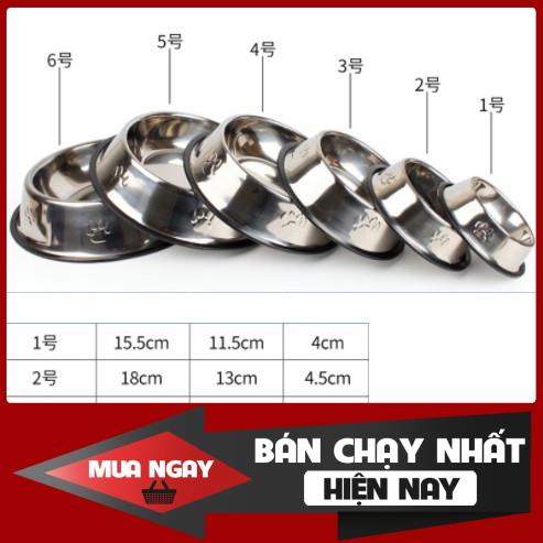 BÁT ĂN THÉP KHÔNG GHỈ CHỐNG TRƯỢT CHO CHÓ MÈO THÚ CƯNG - BÁT ĂN INOX 0