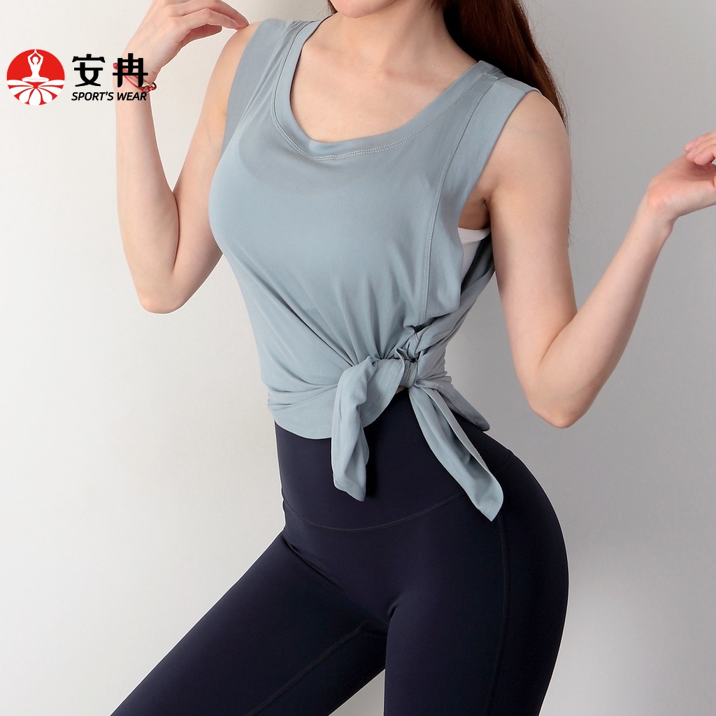 Áo thun thể thao ANRAN sát nách dáng rộng thiết kế năng động thời trang cho nữ