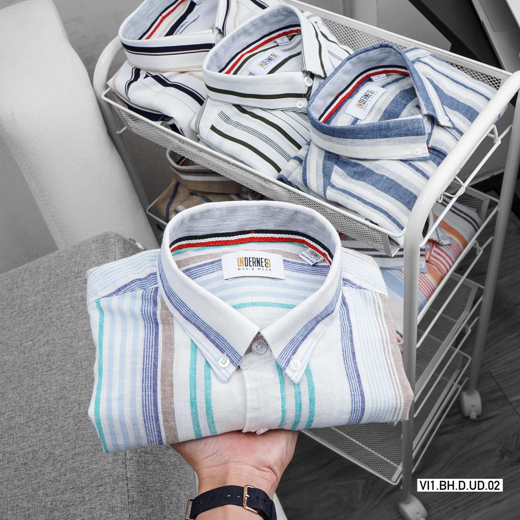 Áo sơ mi dài tay kẻ xọc linen cao cấp DICYDE VI1.BH.D.UD.02 | BigBuy360 - bigbuy360.vn