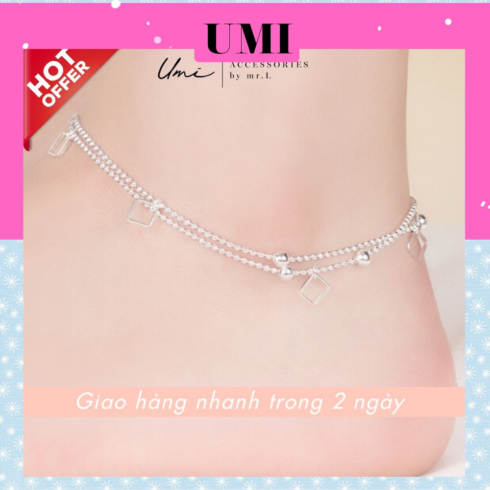 Lắc Chân Bạc 925 Thiết Kế Hai Vòng Bi Đơn Giản Mang Phong Cách Hàn Quốc UMI JL045