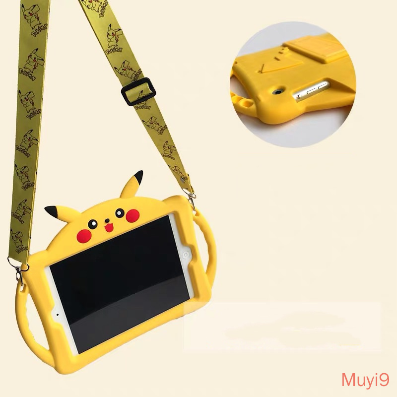 Bao Da Máy Tính Bảng In Hoạt Hình Pikachu Thời Trang Cho ipad 2018 Mini1 / 2 / 3 Mini45 Air2 Pro9.7 ipad6 10.2 Air4 10.9