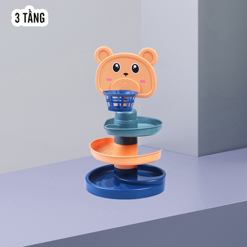 Thả bóng xoay tròn, đồ chơi cầu trượt thả bóng xoay tròn đồ chơi vận động cho bé