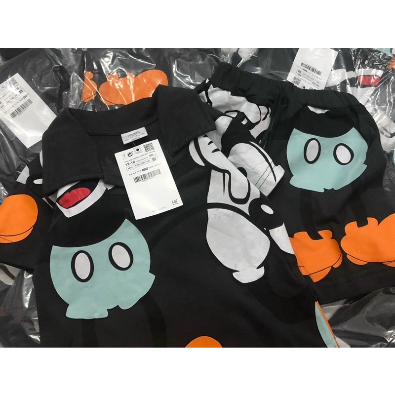 Bộ cộc tay có cổ in hoạ tiết Mic.key cho bé trai size từ 10-22 cân