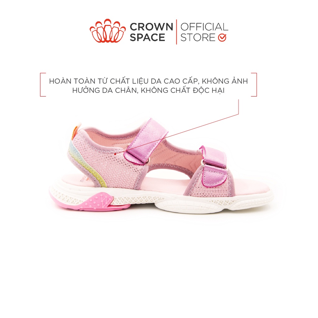 Dép Quai Hậu Sandal Bé Gái Crown Space Cao Cấp CRUK546 Nhẹ Êm, Chống Hôi Chân Size 26 đến 35