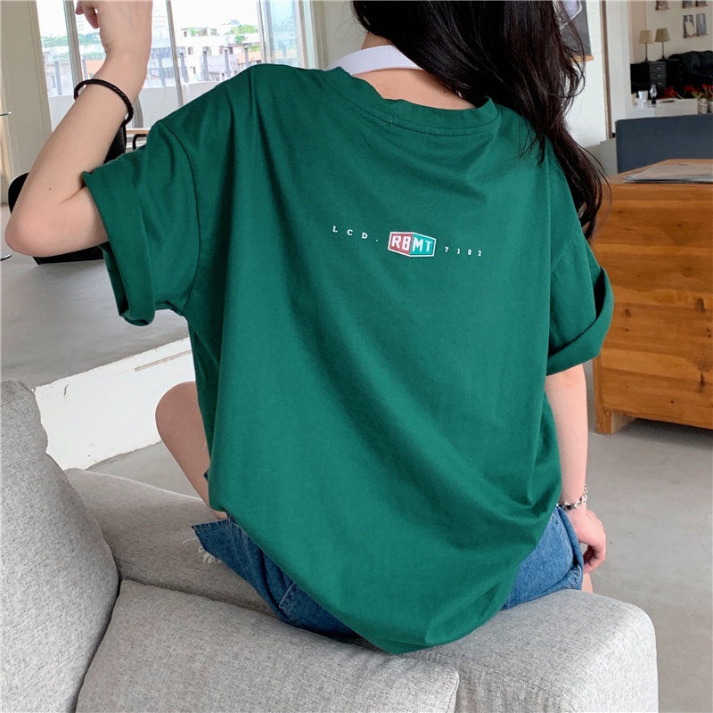 SUXI Áo Thun Ngắn Tay Cổ Tròn In Họa Tiết Đơn Giản Dễ Phối Đồ Thời Trang Mùa Hè Cho Nữ