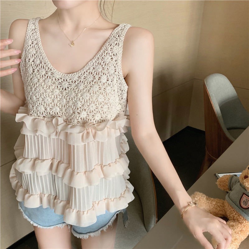 Áo hai dây dáng rộng nhún bèo thời trang mùa hè  dành cho nữ