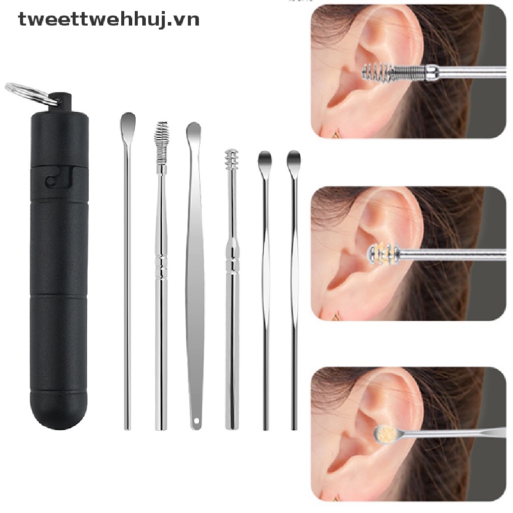Set 1 / 6 Dụng Cụ Lấy Ráy Tai Bằng Thép Không Gỉ