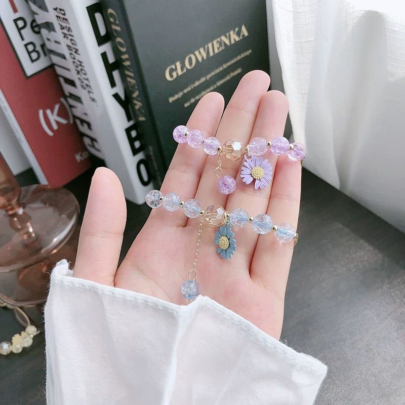 Vòng Tay Chuỗi Hạt Pha Lê Hình Hoa Hướng Dương Thời Trang Hàn Quốc Cho Nữ